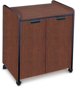 Mayline Mobile Utility Cabinets Laminate Exterior Black, Windsor Mahogany [2110MUMAHBLK]