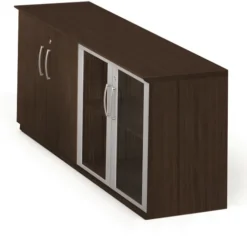 Mayline Medina Low Wall Cabinet, Wood / Glass Doors Mocha [MVLCLDC]