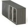 Mayline Medina Low Wall Cabinet, Wood / Glass Doors Gray Steel [MVLCLGS]