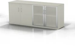 Mayline Medina Low Wall Cabinet, Wood / Glass Doors Textured Sea Salt [MVLCTSS]