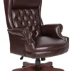 Traditional High Back Chair With Royal Cherry Finish [TEX228]