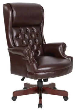 Traditional High Back Chair With Royal Cherry Finish [TEX228]