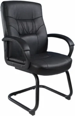 Boss LeatherPlus Sled Base Arm Chair [B7519]