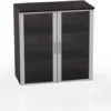 Mayline Medina 36" Glass Door Cabinet Mocha [MGDCLDC]