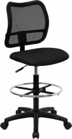Mid Back Mesh Drafting Chair [WL-A277-BK-D-GG]