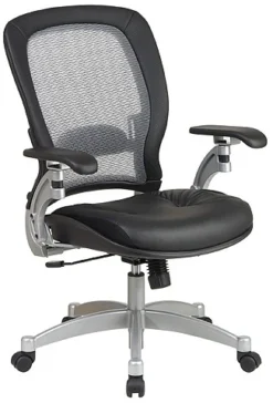Platinum Finish Air Grid Leather Chair [3680]