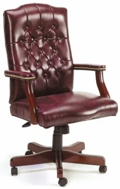 Vinyl Traditional Office Chair With Mahogany Finish [B905]
